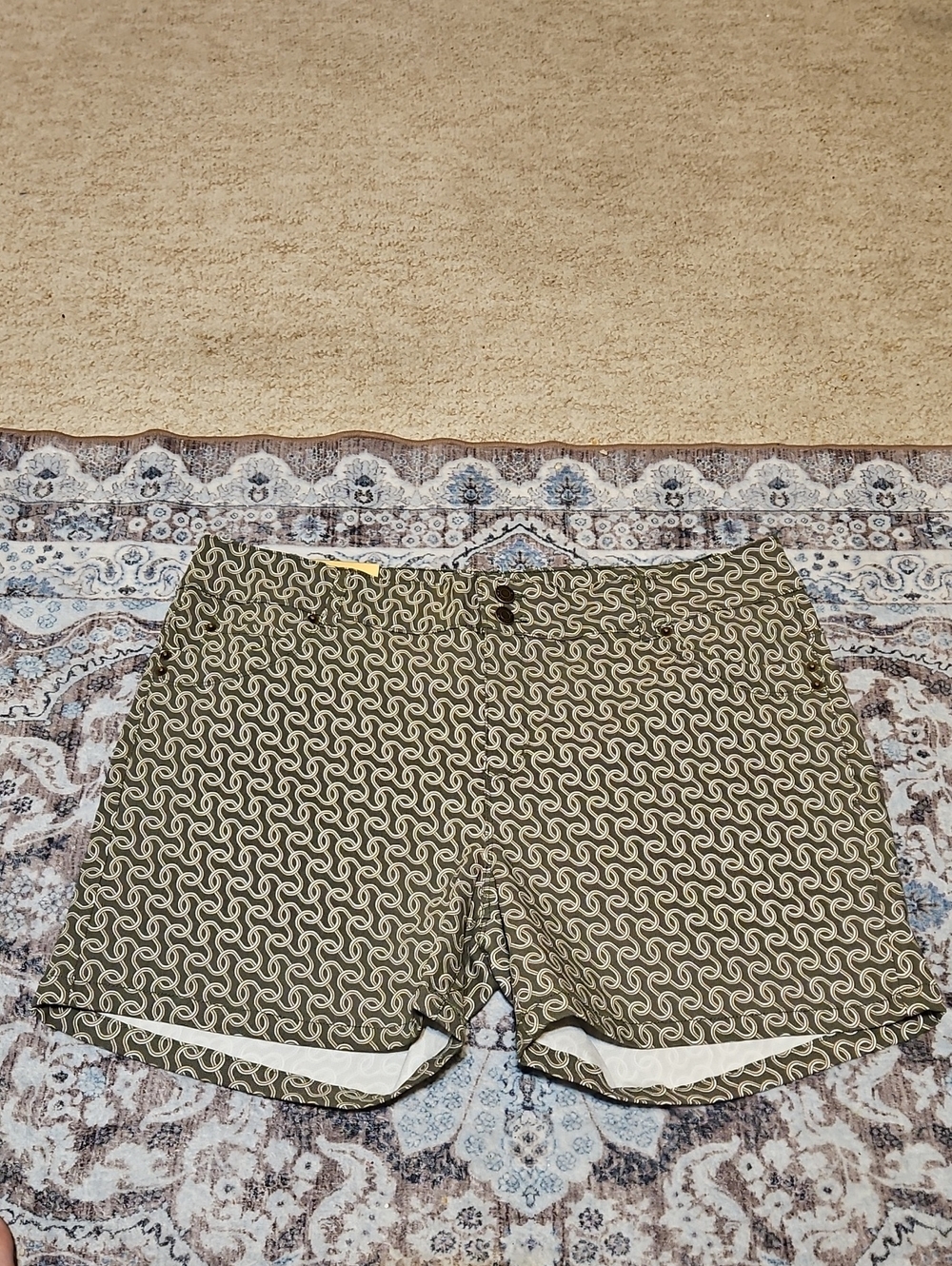Women's Olive Patterned Bermuda Shorts